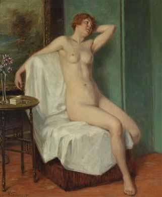 Victor Schivert Female Nude Sitting oil painting picture